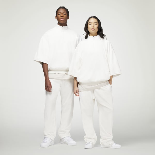 White 바스켓볼 벨루어 하프집 스웨트셔츠