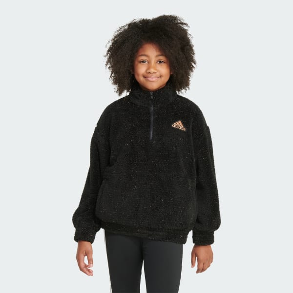 adidas Long Sleeve Cozy Furry Pullover Hoodie - Black, Kids' Training