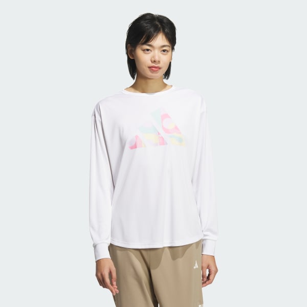 ホワイト 長袖 グラフィックTシャツ