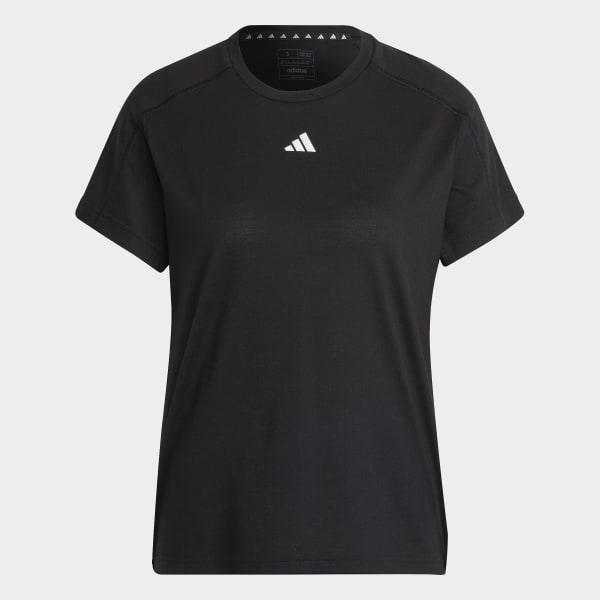 ブラック AEROREADY トレイン エッセンシャルズ ミニマル ロゴ クルーネック半袖Tシャツ