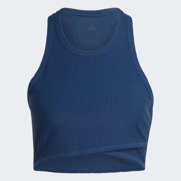 Niebieski Yoga Studio Wrapped Rib Tank Top TX454