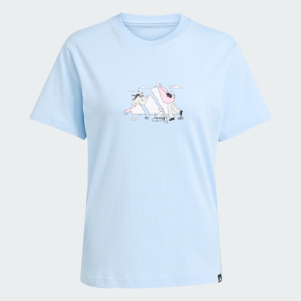 modrá Doodle Graphic T-Shirt