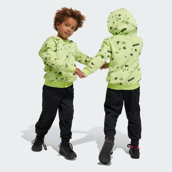 Brand Love Hooded Track Suit Kids Green IA1571 23 hover model