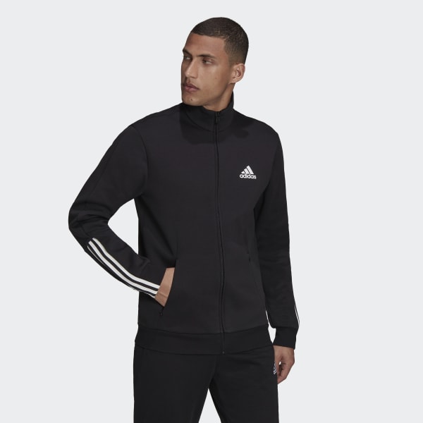 adidas Essentials Doubleknit Matte Cut 3-Stripes Track Jacket - Black ...