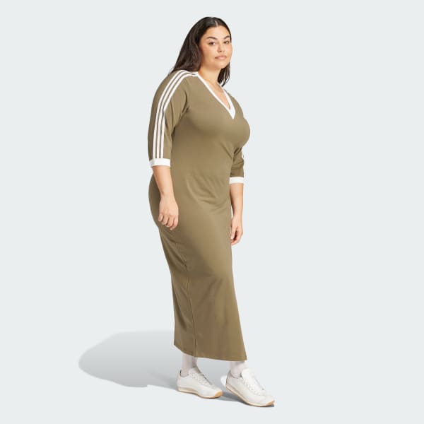 Adicolor Classics 3-Stripes V-Neck Maxi Dress (Plus Size)