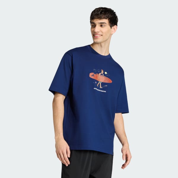 Blue DOODLE STAND-UP PADDLE GRAPHIC T-SHIRT