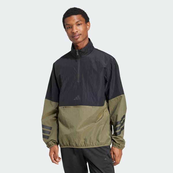 Verde Felpa Future Icons 3-Stripes Woven Half-Zip