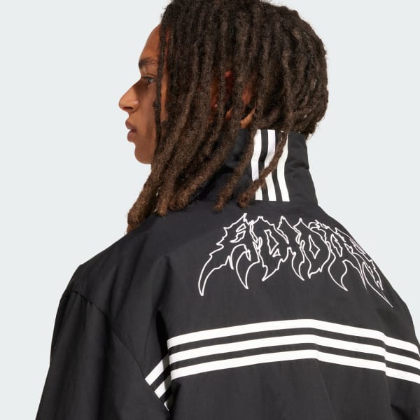 アディダス フレイムジャケット 黒 白 内メッシュ Mサイズ adidas x Jeremy Scott フェイクレザー メッシュ Track Top (adidas