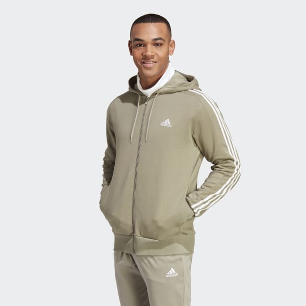 adidas Essentials French Terry 3-Stripes Hoodie - Green | Lifestyle | adidas US