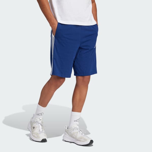 Blue Essential 3-Stripes Single Jersey Shorts 10-Inch