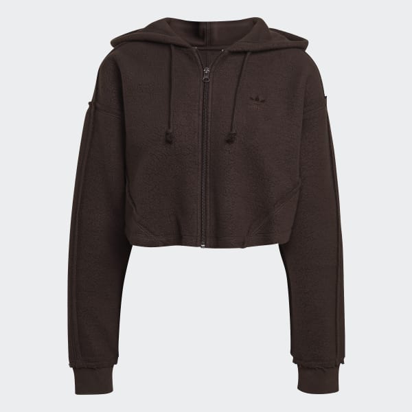 Brązowy Crop Full-Zip Loungewear Hoodie CC395