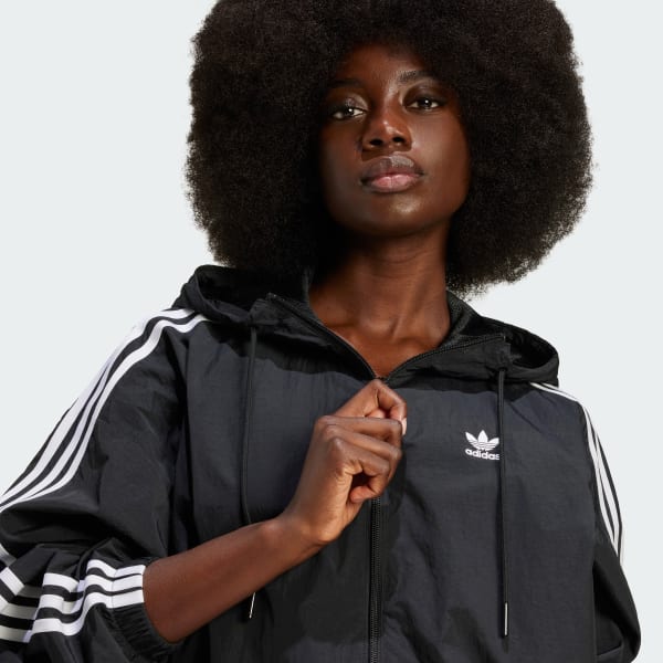 Adidas black sales windbreaker womens