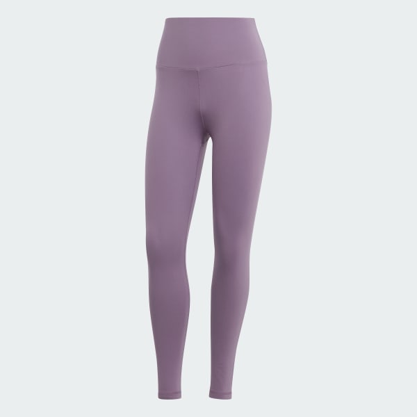 adidas L92521 Womens Purple Linear Logo High-Waisted Leggings Size M 