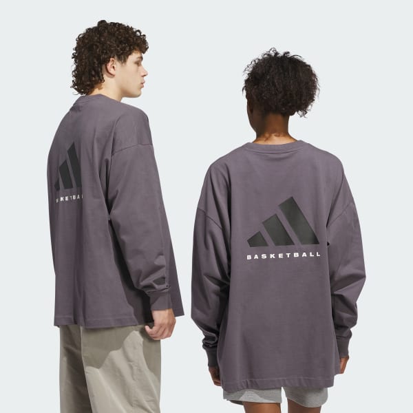 Gris Polera Manga Larga adidas Basketball Unisex