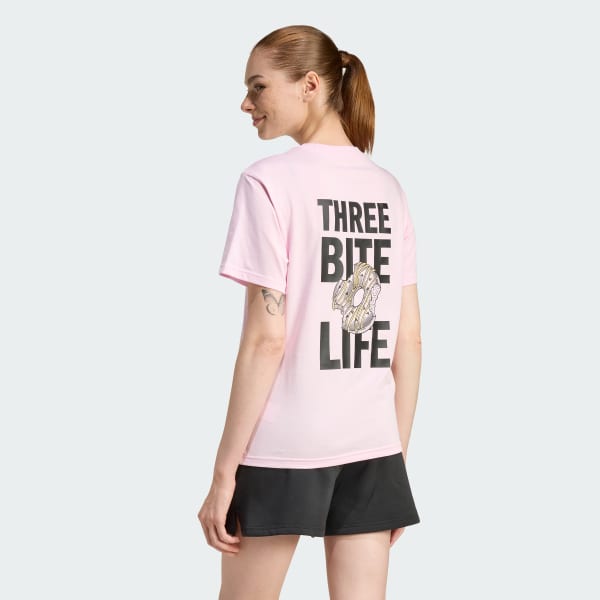 สีชมพู เสื้อยืดลายกราฟิกรูปอาหารทรงเรกูลาร์