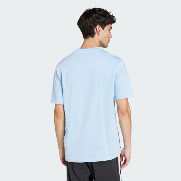 Azul Camiseta Essentials de malha simples com logotipo pequeno