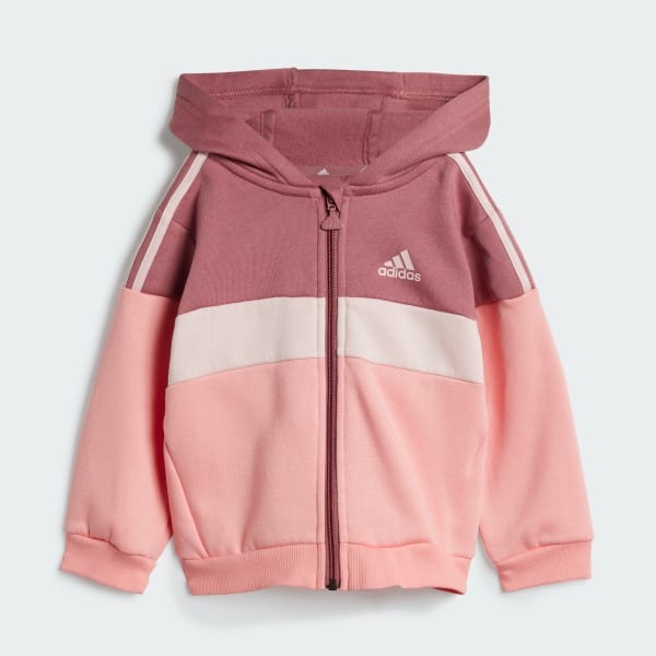 Pink Tiberio 3-Stripes Colorblock Fleece Track Suit Kids