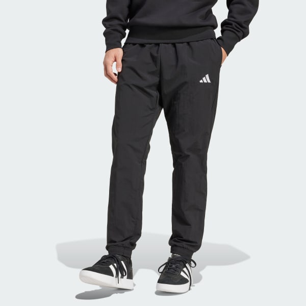 Preto Calça de tecido itens essenciais com logotipo pequeno