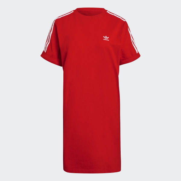 adidas Adicolor Classics Roll-Up Sleeve Dress - Red | Women's | US