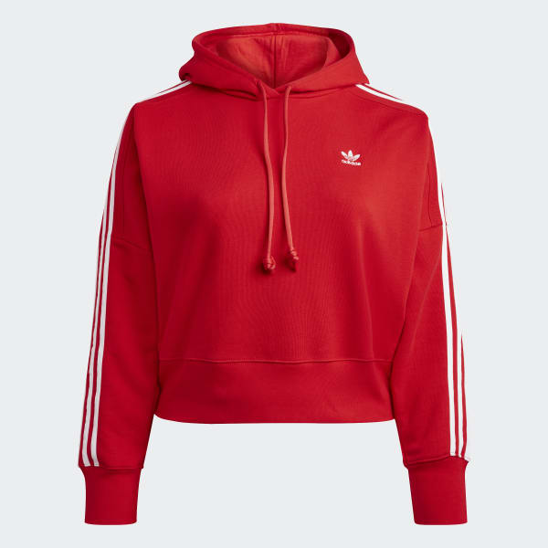 Red adidas crop hoodie Clearance