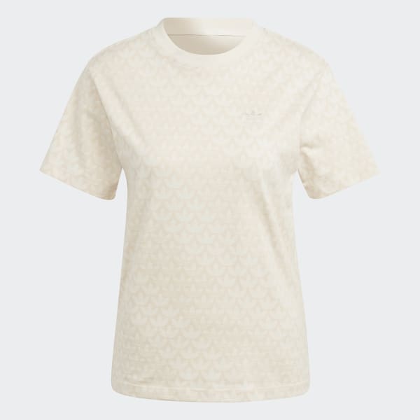 bílá Trefoil Monogram T-Shirt