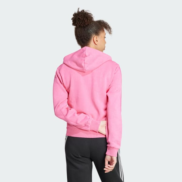 Rosado Polera con Capucha ALL SZN 3 Tiras Garment Wash en Felpa Francesa con Cierre Frontal