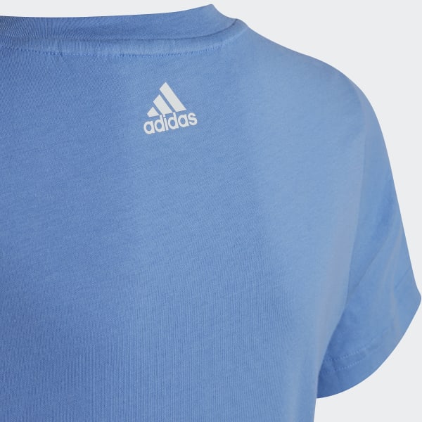 Blue Essentials Linear Logo Cotton Slim Fit T-Shirt