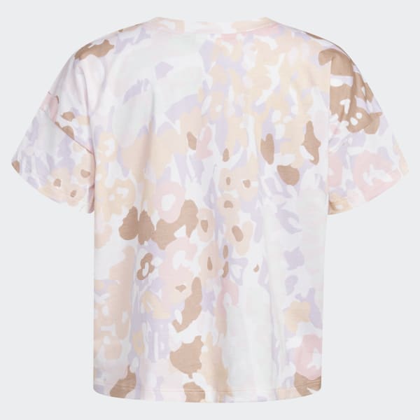 White Allover Print Loose Box Tee