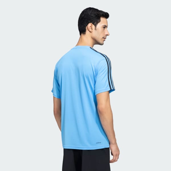 Blue TRAINING ESSENTIALS BASE 3 STRIPES TEE