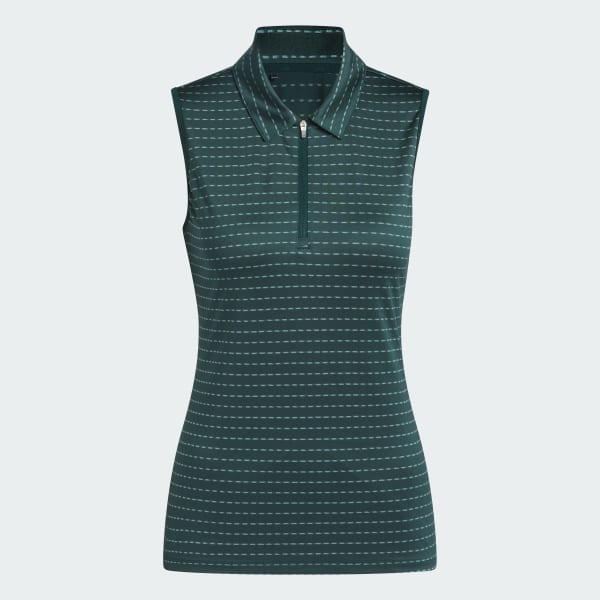 Verde Polo sin mangas Ultimate365 Jacquard Stripe