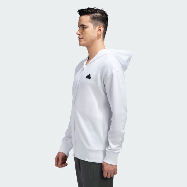 White FUTURE ICONS BADGE OF SPORT FULLZIP HOODIE