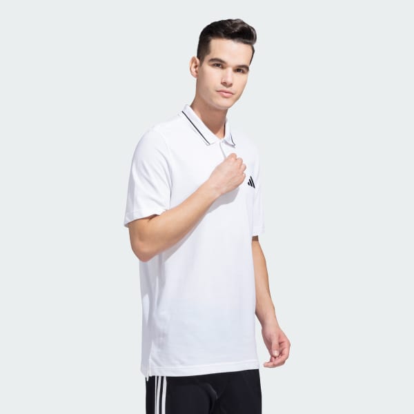 White Small Logo Pique Polo Shirt