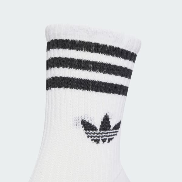 Weiss 3-Streifen Crew Socken, 6 Paar