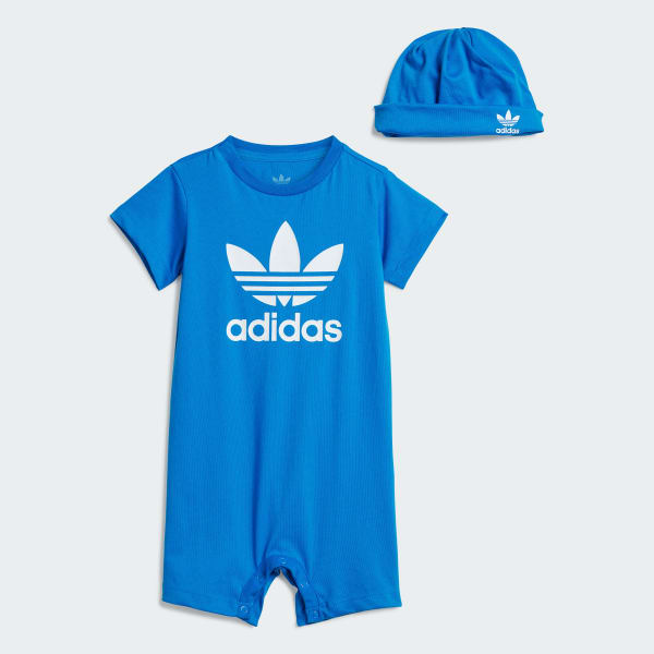 Bleu Ensemble à offrir grenouillère et bonnet