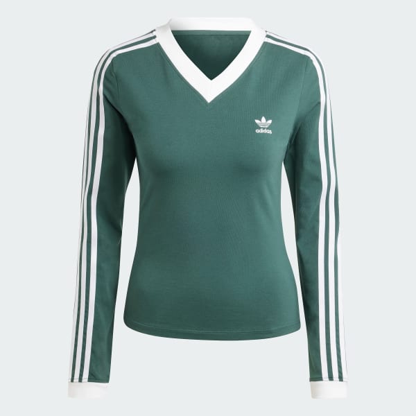 adidas V-Neck Long Sleeve Shirt - Green | adidas Malaysia