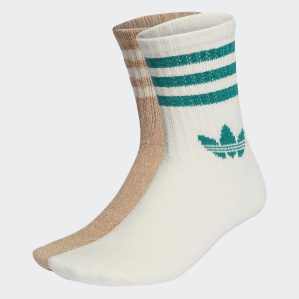 adidas Cozy Mid-Cut Crew Socks 2 Pairs - Beige | Unisex Lifestyle ...