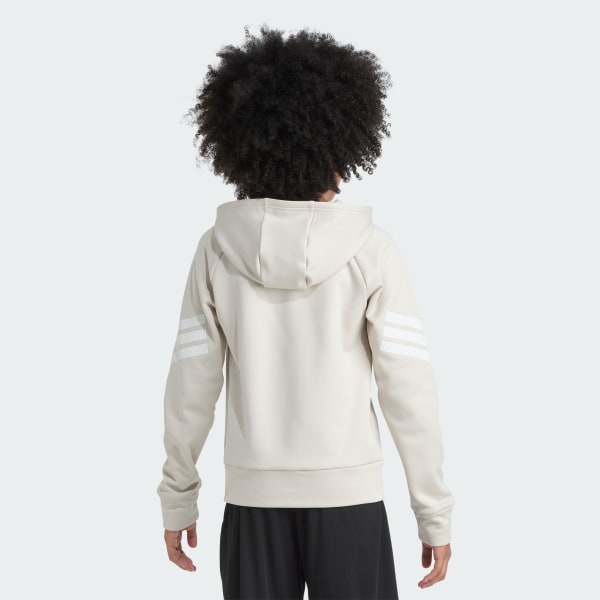 Beige Long Sleeve Gym + Polyester Pullover Hoodie

