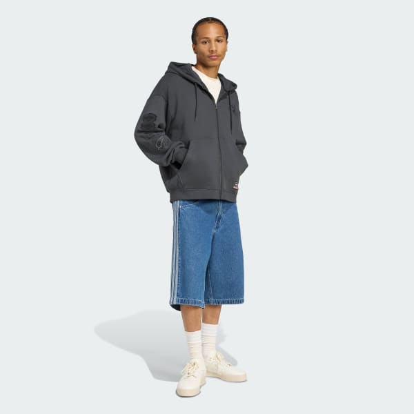 Grey adidas Originals & All Blacks Full Zip Hoodie