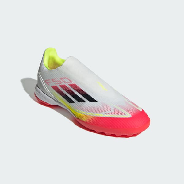 Bianco Scarpe da calcio F50 League Laceless Turf