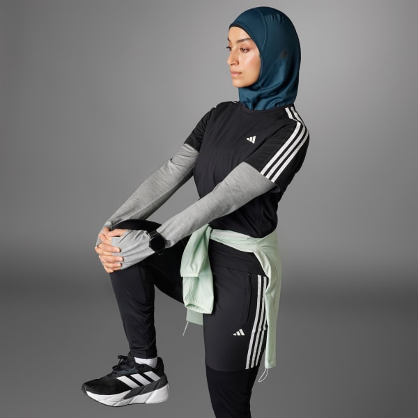 Siyah Own the Run 3-Stripes Tişört