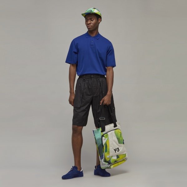 Blu Y-3 Short Sleeve Polo Shirt