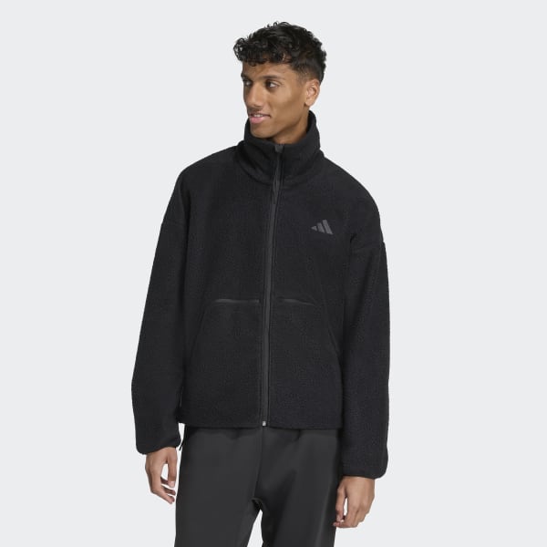 adidas City Tech High Pile Fleece Ritsjack - Zwart | adidas