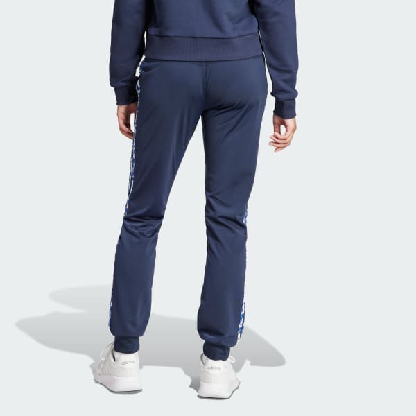Azul Pantalón Deportivo Essentials 3 Rayas Tejido Tricot con Animal Print y Pierna Cónica