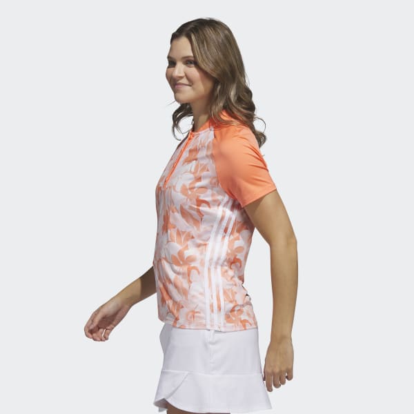 Orange Women's Floral Golf Polo Shirt