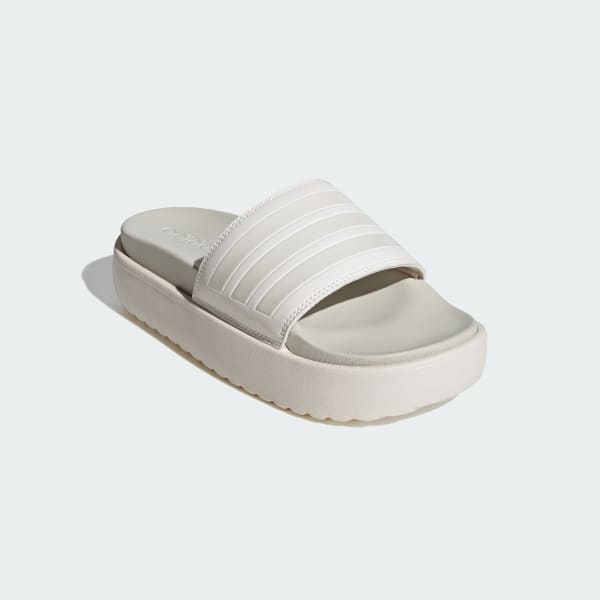 White Adilette Platform Slides