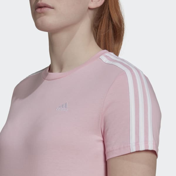 Pink Essentials Loose 3-Stripes Cropped Tee 28867