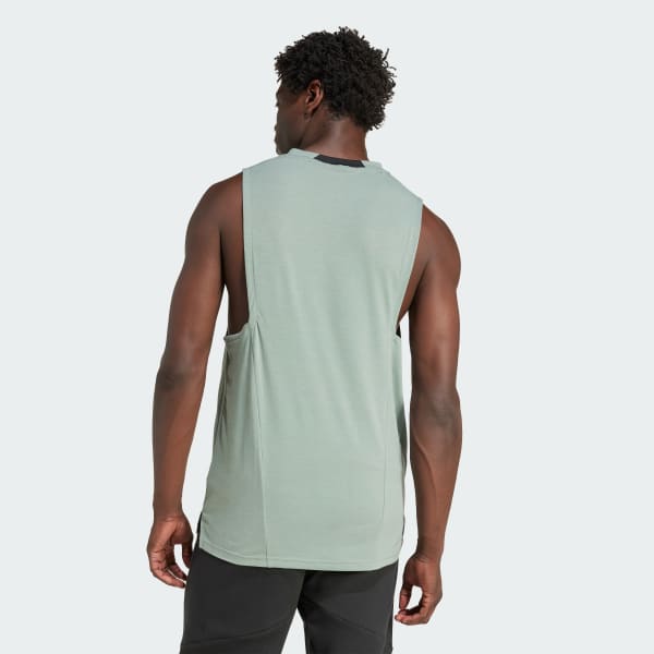 สีเขียว เสื้อกล้าม Designed-for-Training 3-Stripes