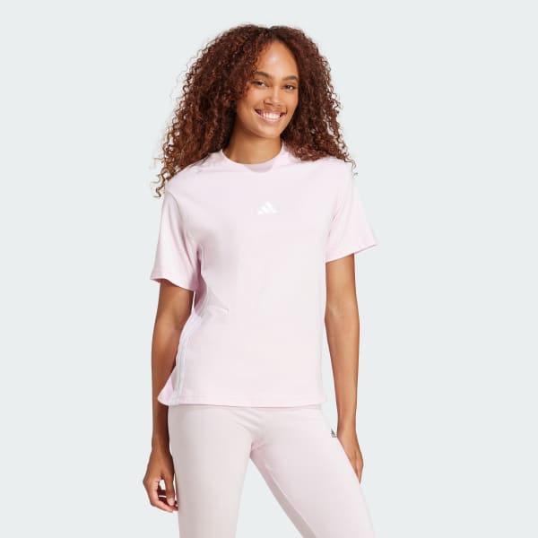 ruzová Essentials 3-Stripes Cotton T-Shirt
