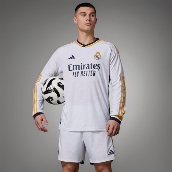 Camiseta Authentic Manga Larga Hombre Primera Equipación Blanca 23/24 - Real  Madrid CF