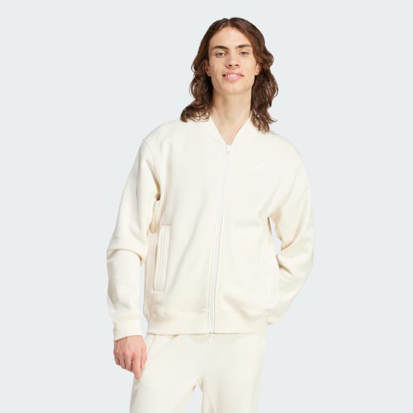 adidas Men s Lounge Fleece Bomber Jacket With Zip Opening White Free Shipping with adiClub adidas Canada